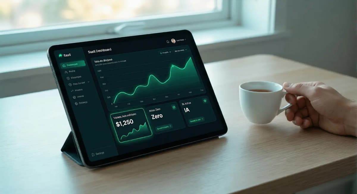 Emprendedor tranquilo con automatización funcionando